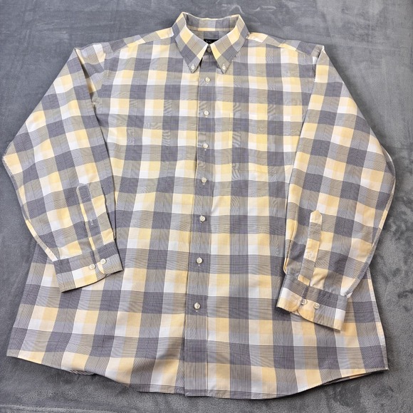 Jos A Bank Traveler's Collection Button Up Shirt Men's XL Long Sleeve Gray Plaid - Picture 6 of 16